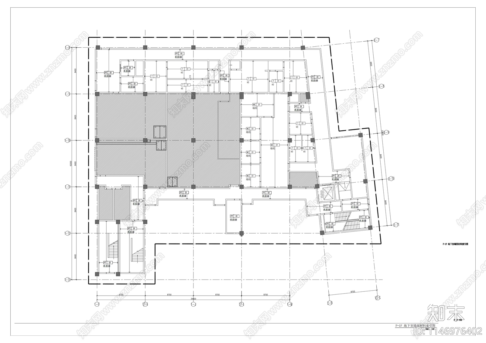现代办公区室内cad施工图下载【ID:1146976402】