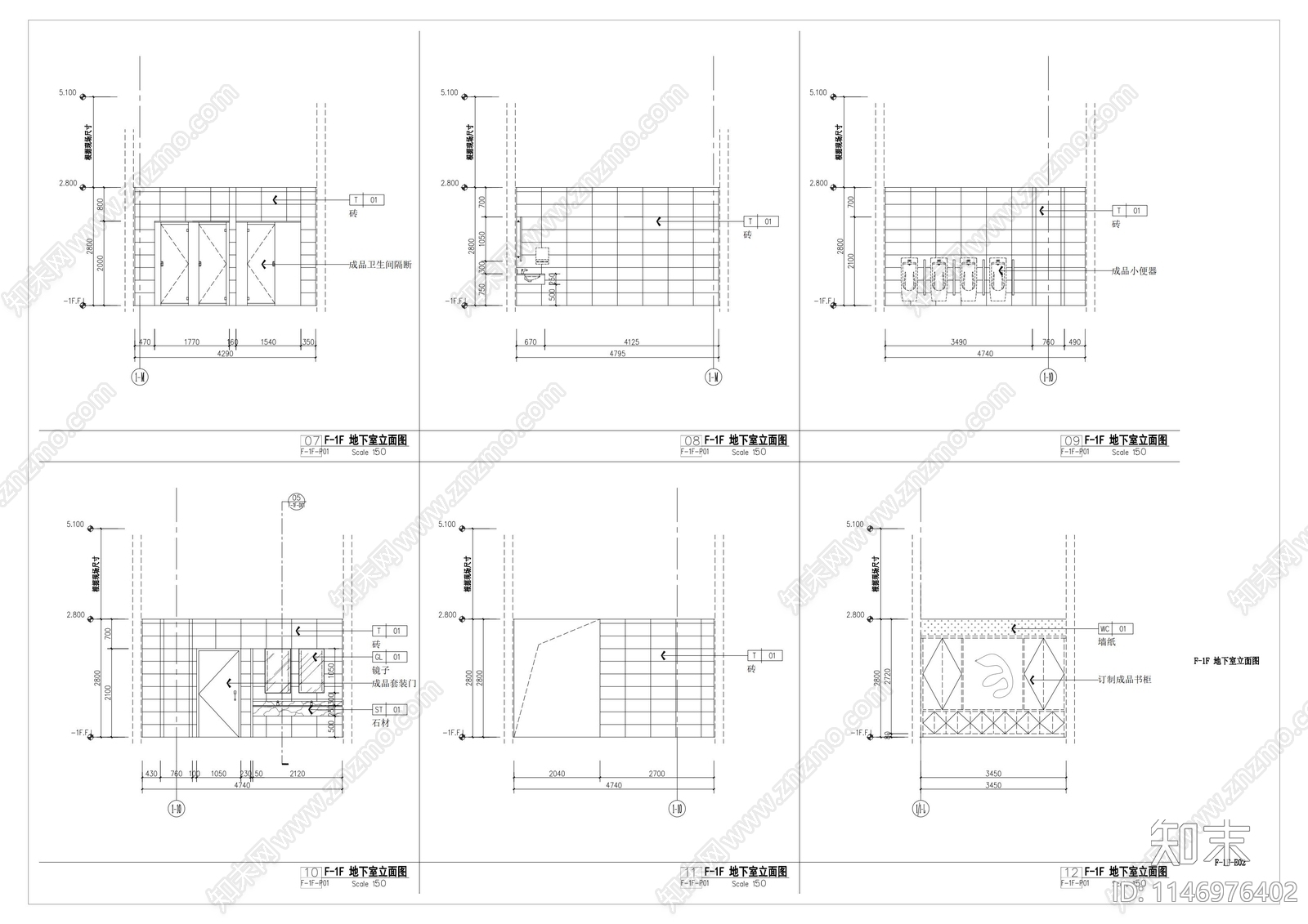 现代办公区室内cad施工图下载【ID:1146976402】