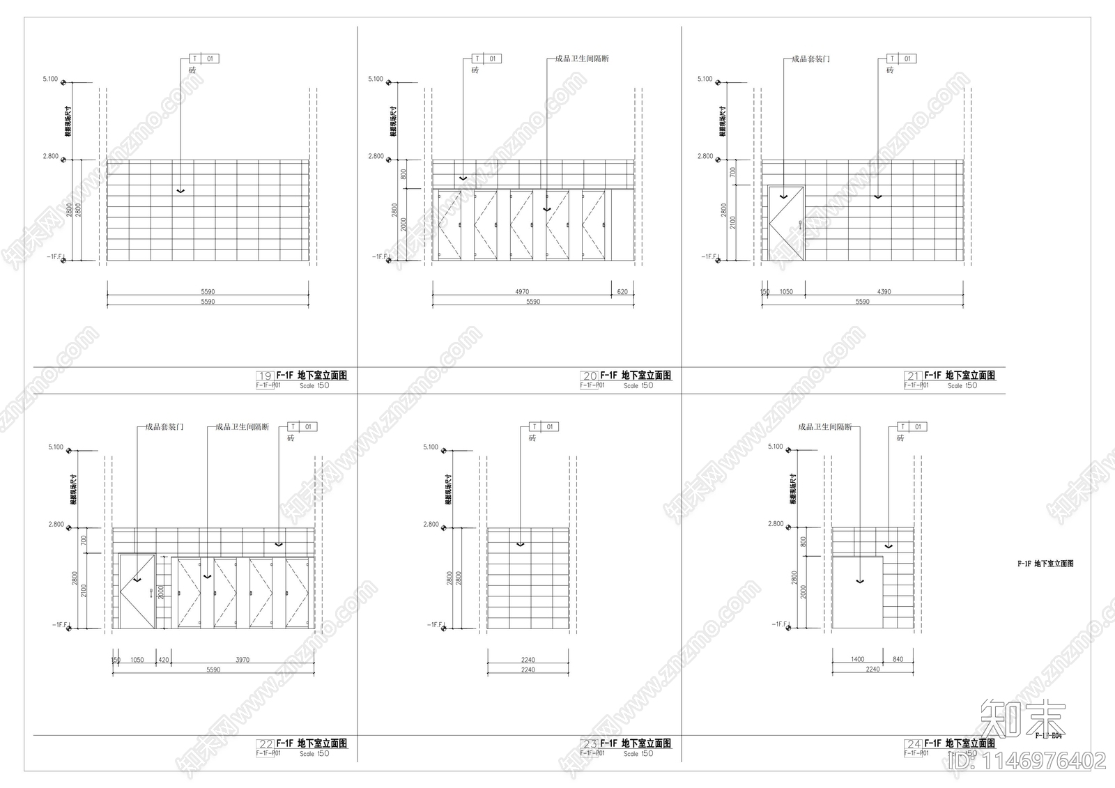 现代办公区室内cad施工图下载【ID:1146976402】