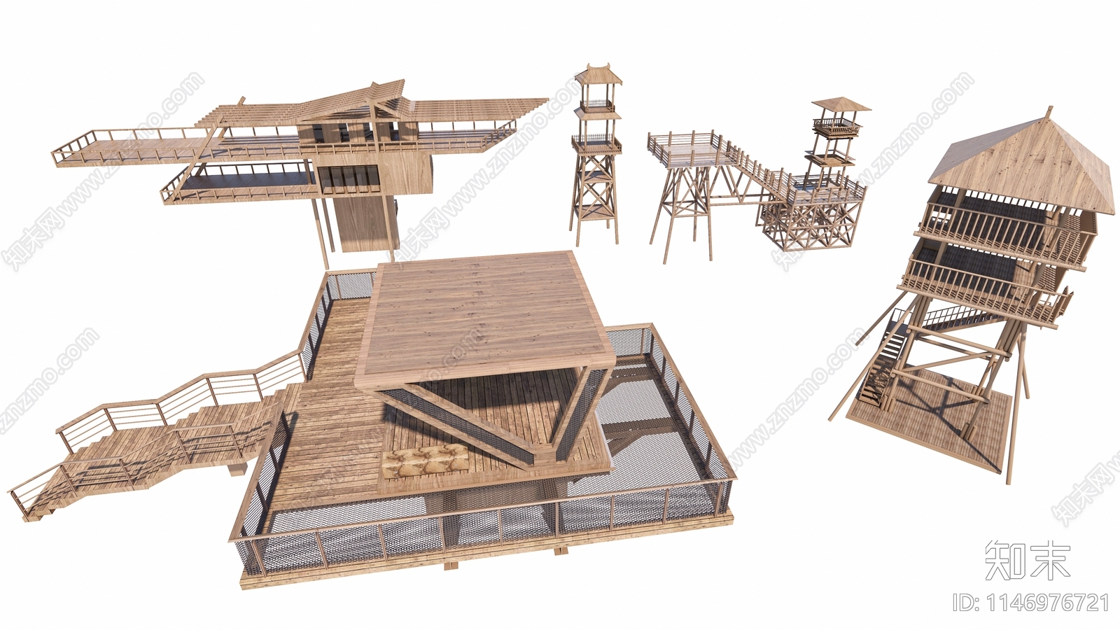 中式瞭望观景塔SU模型下载【ID:1146976721】