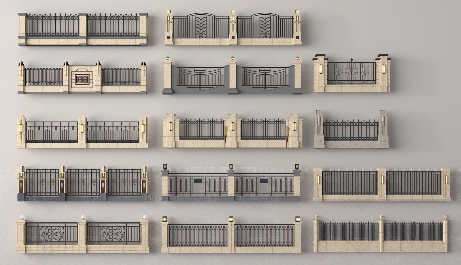 现代围墙3D模型下载【ID:1146976808】
