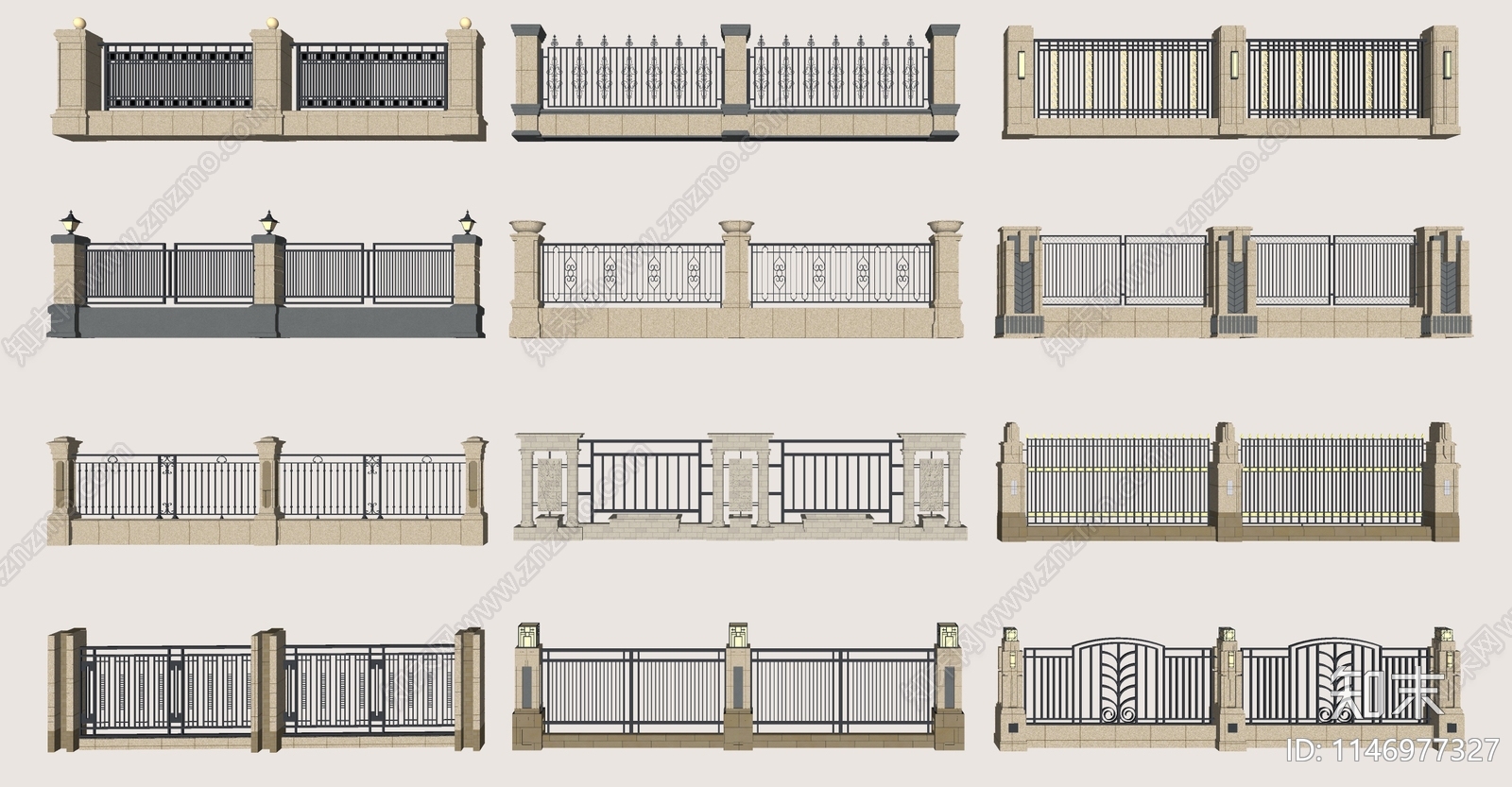 简欧围栏护栏SU模型下载【ID:1146977327】