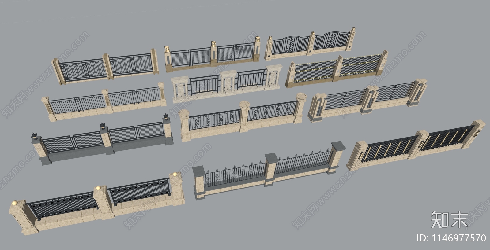 简欧围栏护栏SU模型下载【ID:1146977570】