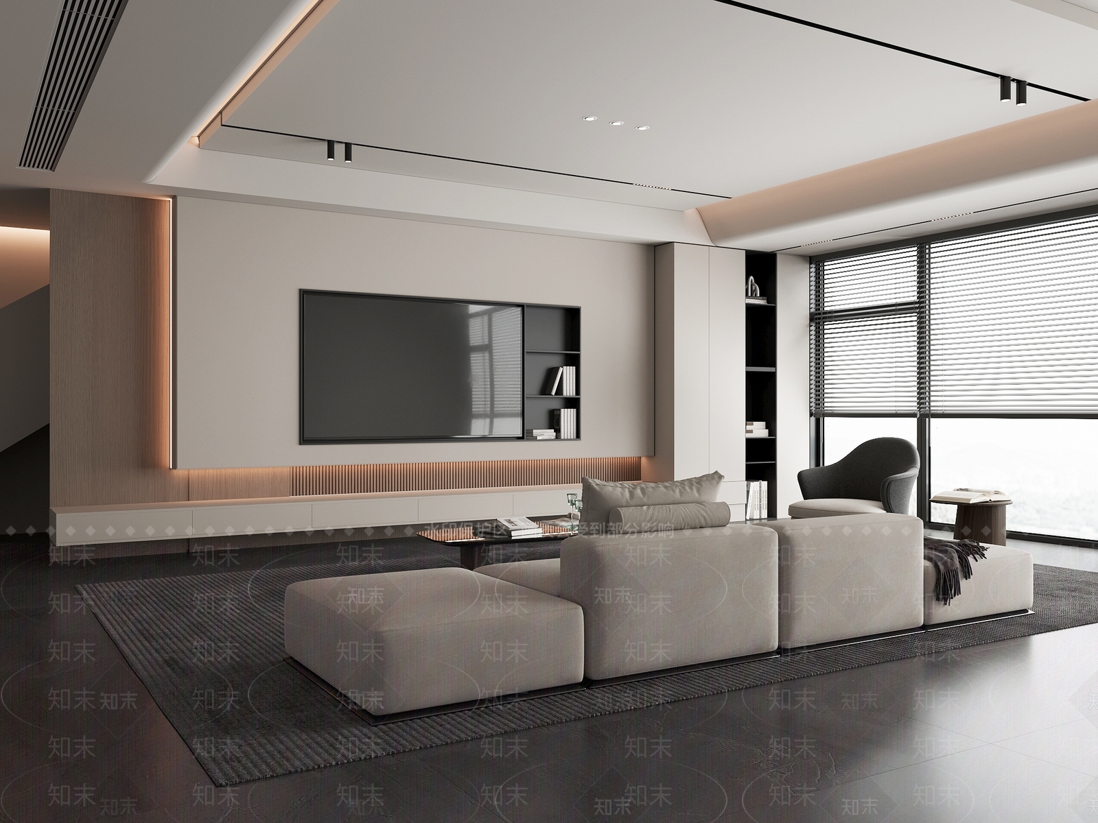 现代别墅客厅电视背景墙3D模型下载【ID:1146979483】