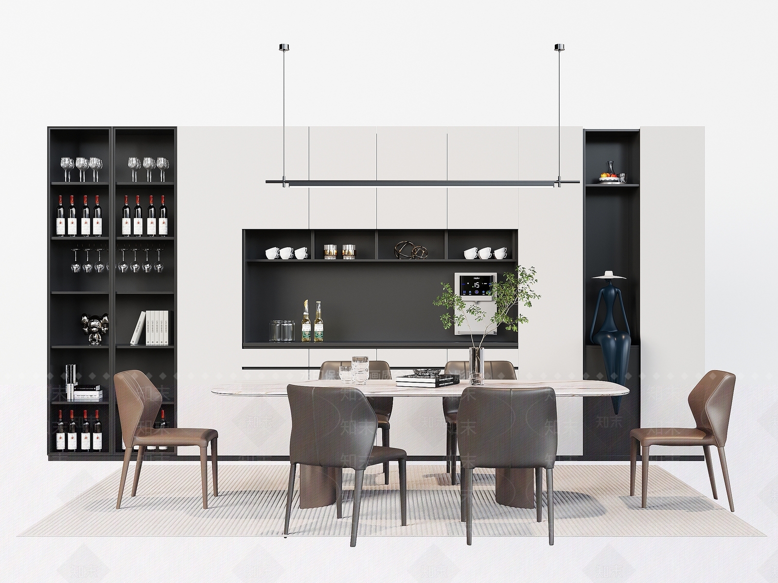 现代餐厅酒柜3D模型下载【ID:1146979497】