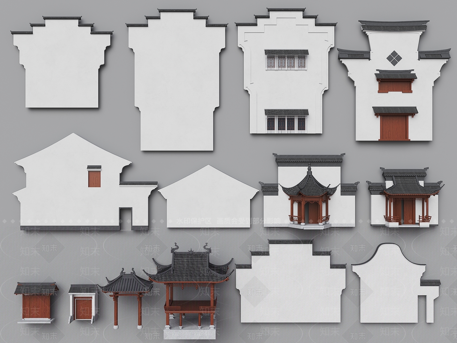 中式亭子3D模型下载【ID:1146982358】