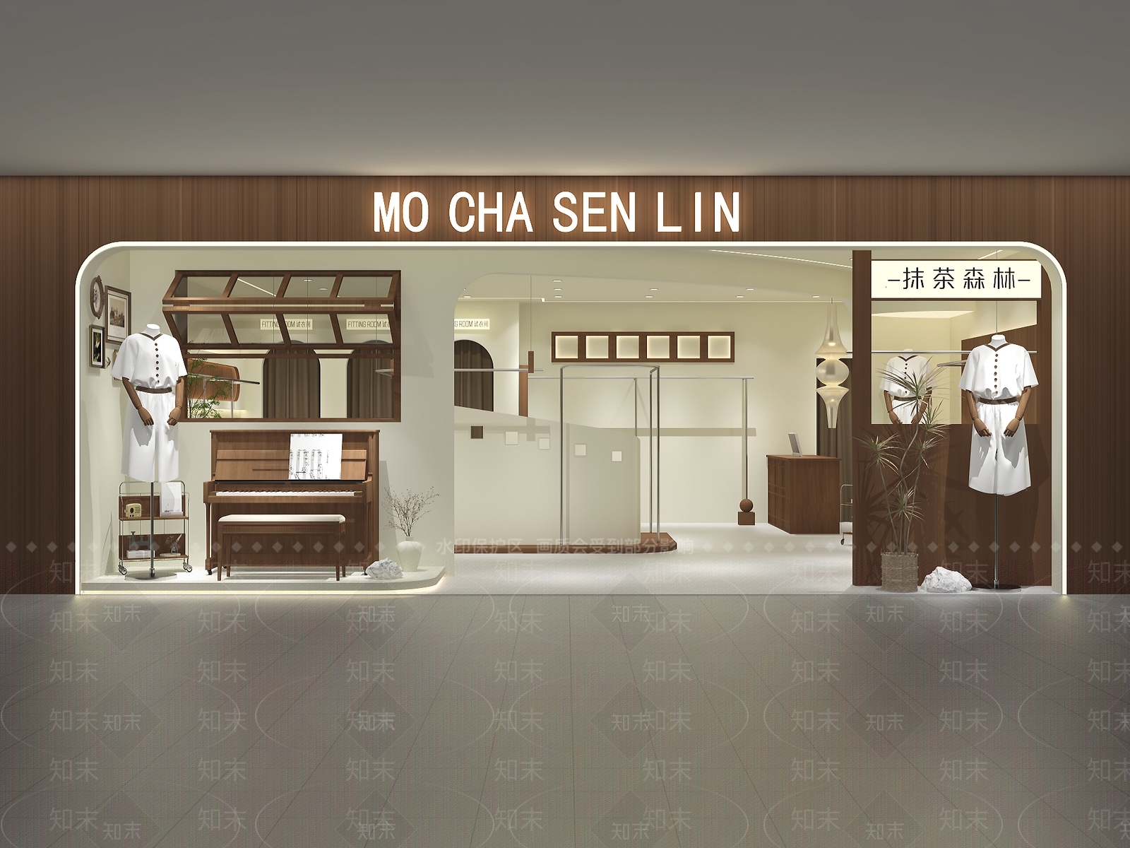 现代原木风女装店3D模型下载【ID:1146986324】