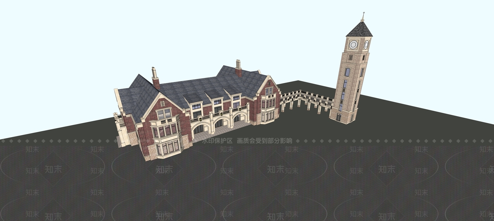 英式风格幼儿园SU模型下载【ID:1146990324】