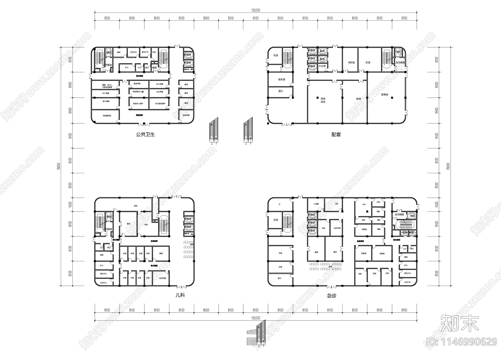 医院室内cad施工图下载【ID:1146990629】