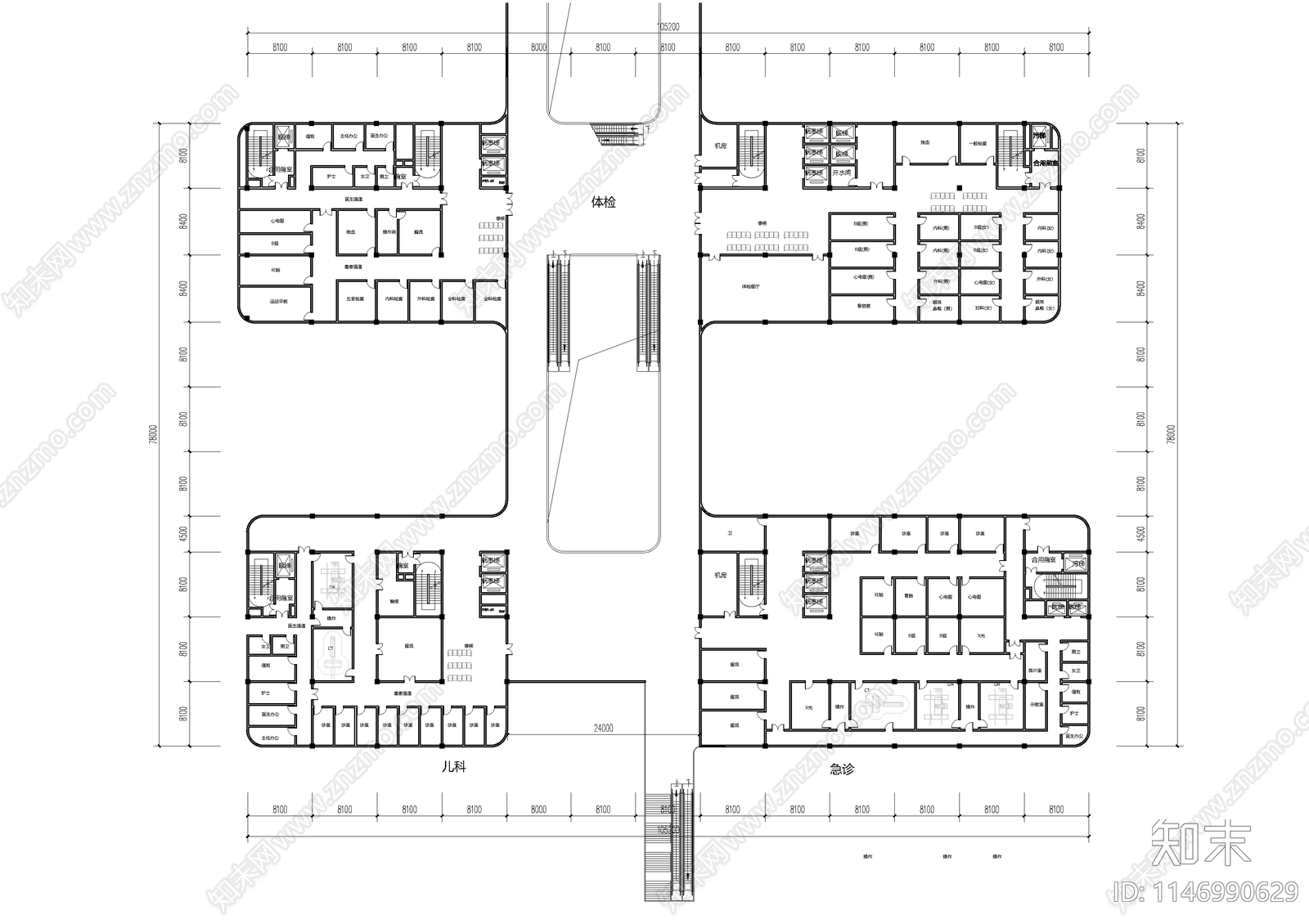 医院室内cad施工图下载【ID:1146990629】