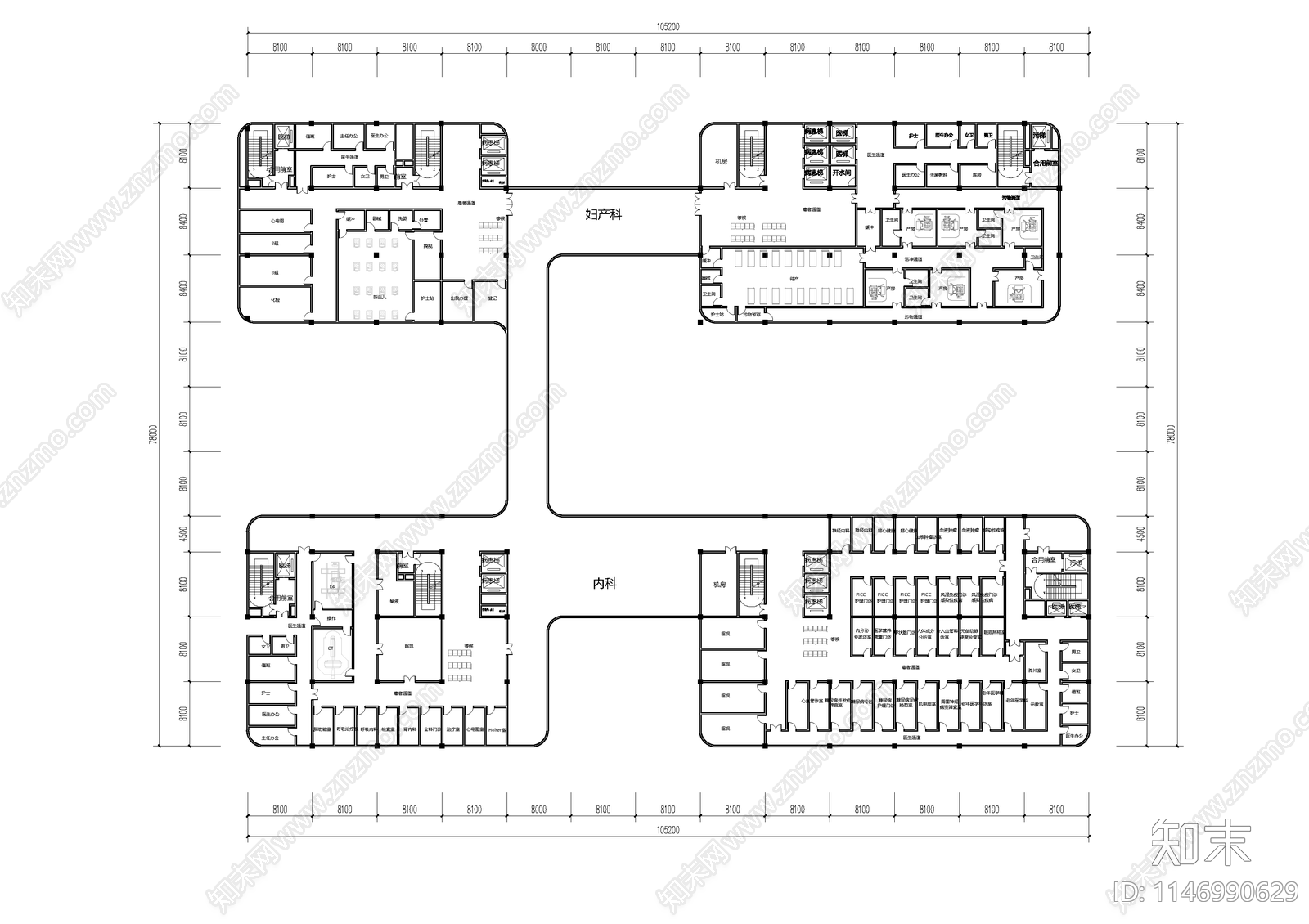 医院室内cad施工图下载【ID:1146990629】