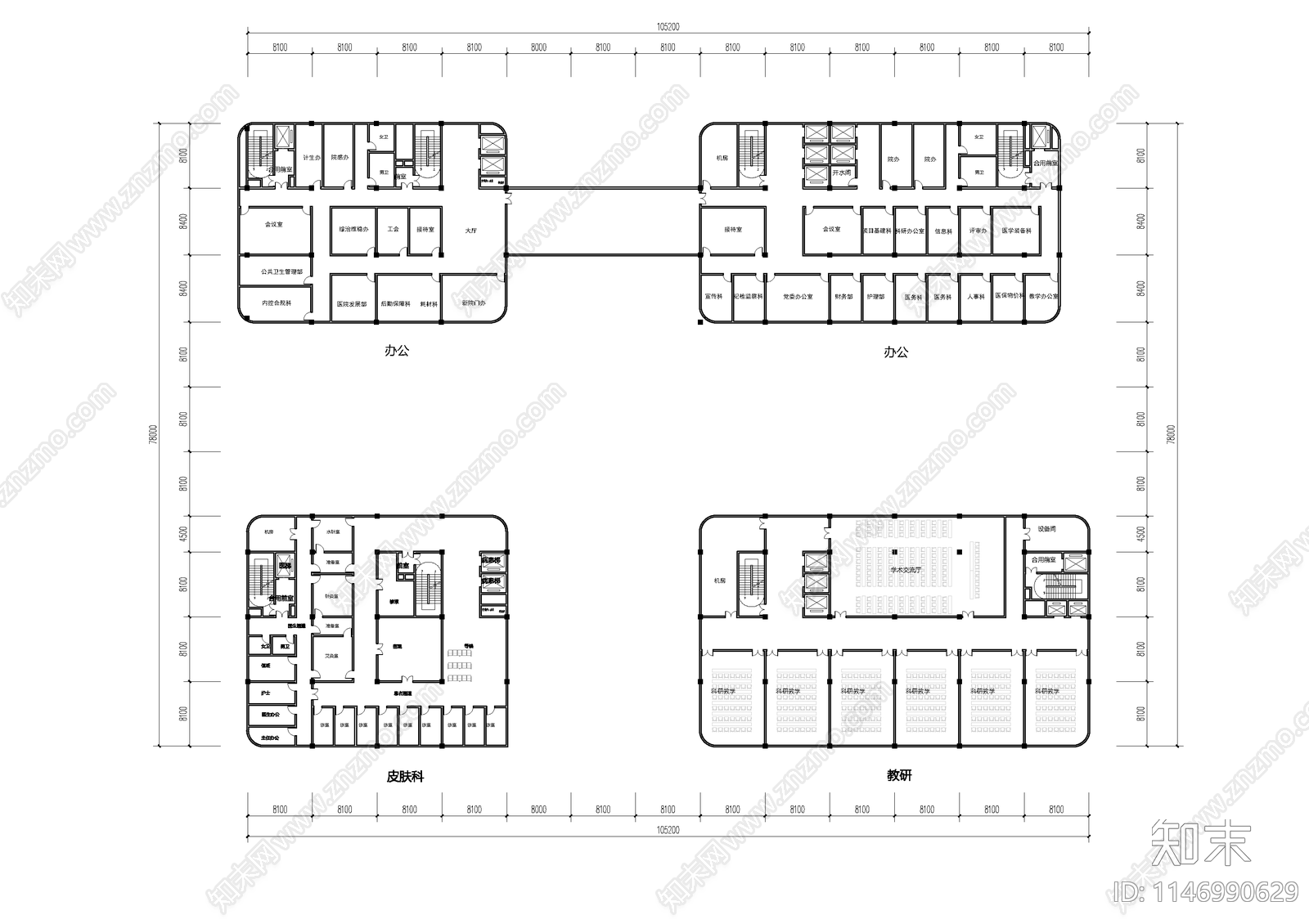 医院室内cad施工图下载【ID:1146990629】