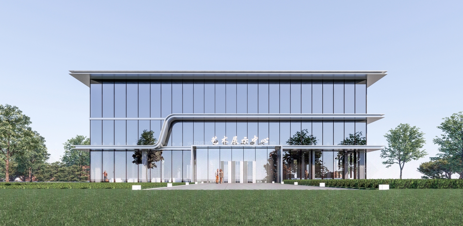 现代展览馆建筑SU模型下载【ID:1146991863】