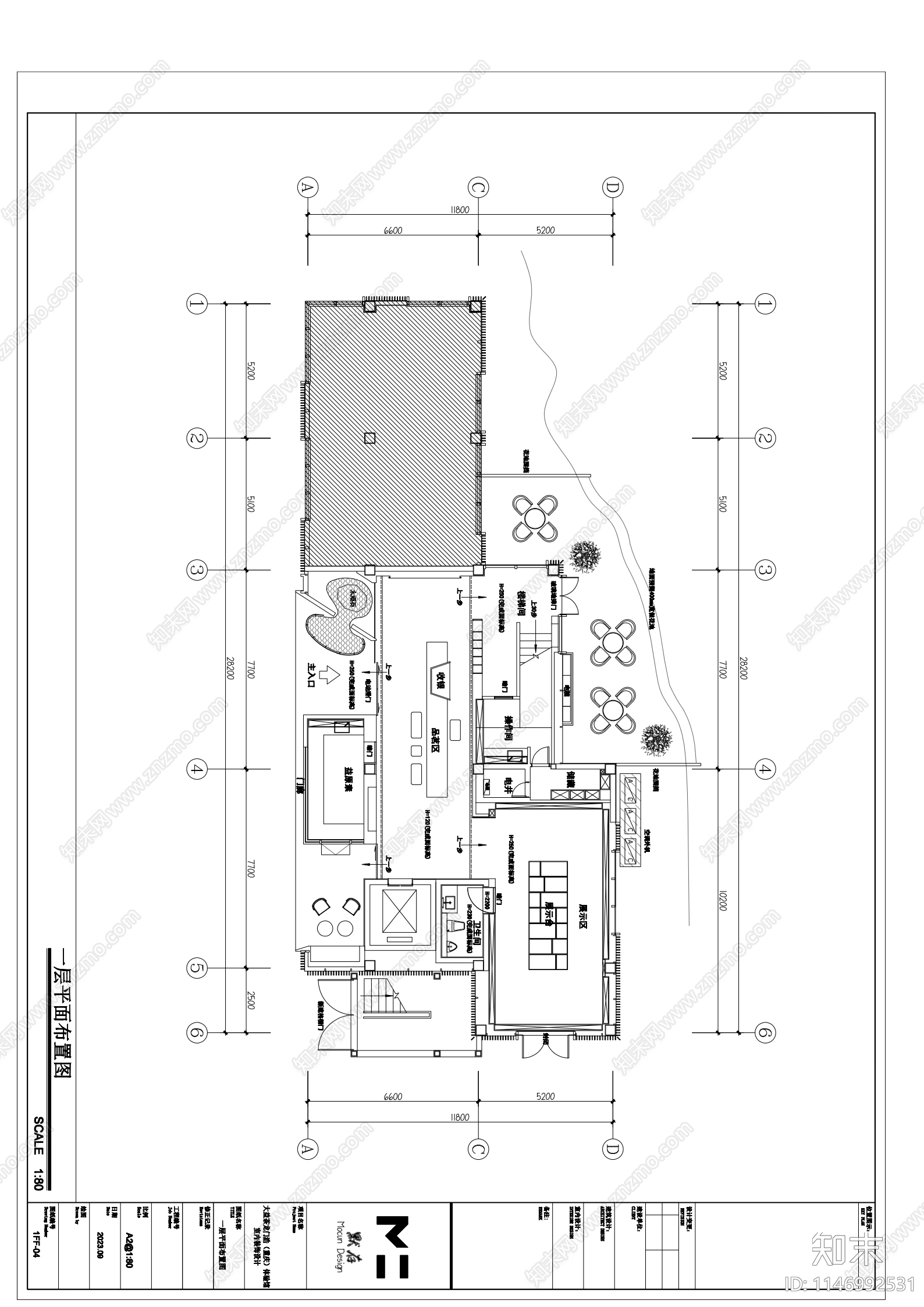 大益茶室内cad施工图下载【ID:1146992531】