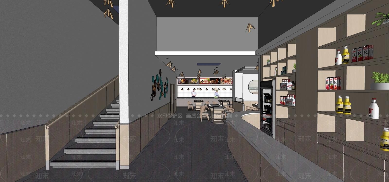 现代火锅店设计SU模型下载【ID:1146996492】