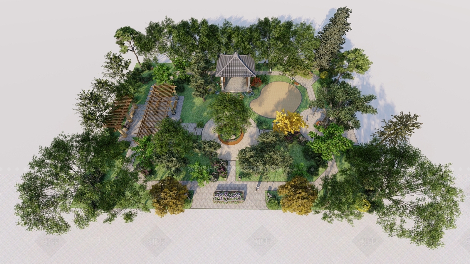 现代景观公园SU模型下载【ID:1146997039】