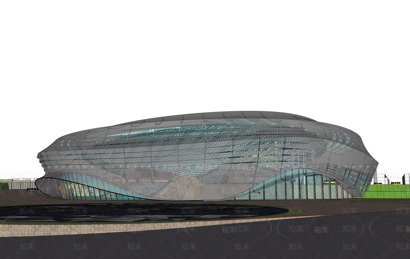 现代展览馆建筑SU模型下载【ID:1146999419】