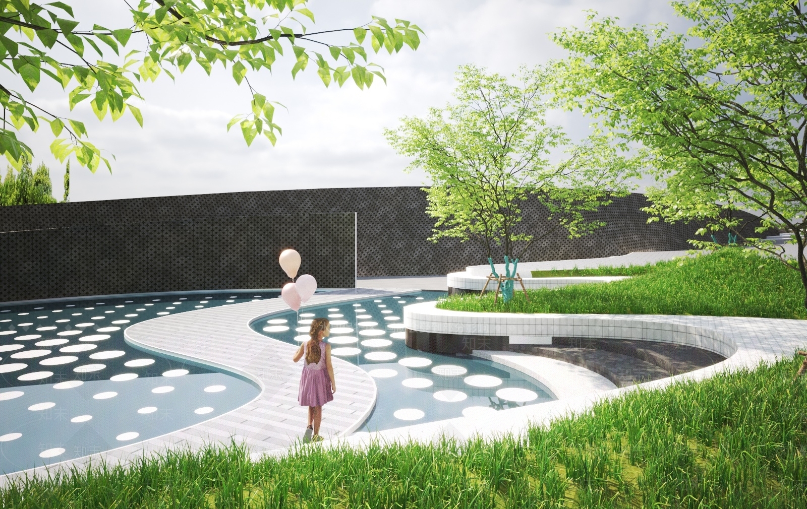 现代公园景观园林3D模型下载【ID:1147000873】