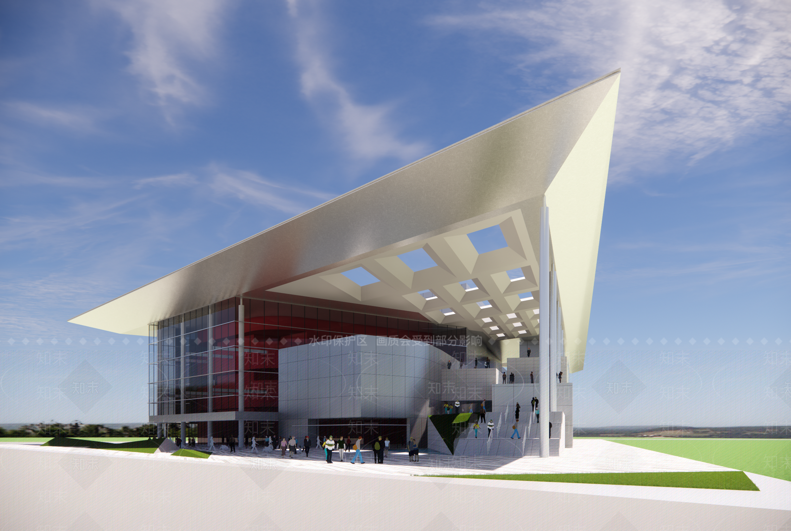 现代展览管建筑SU模型下载【ID:1147000400】