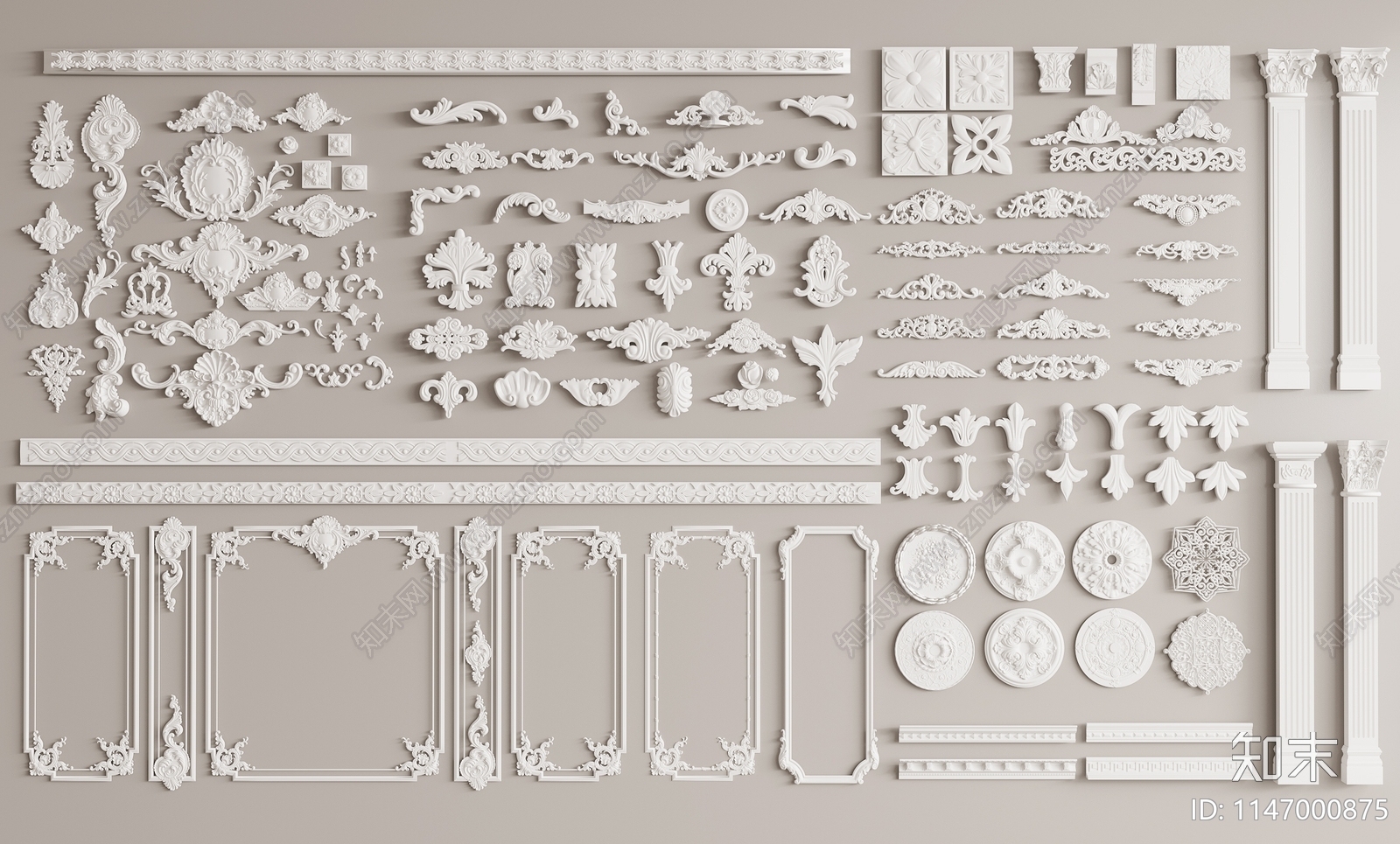 欧式石膏雕花SU模型下载【ID:1147000875】