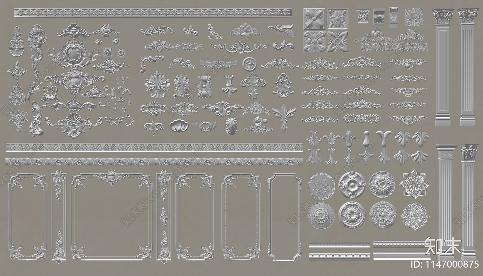 欧式石膏雕花SU模型下载【ID:1147000875】