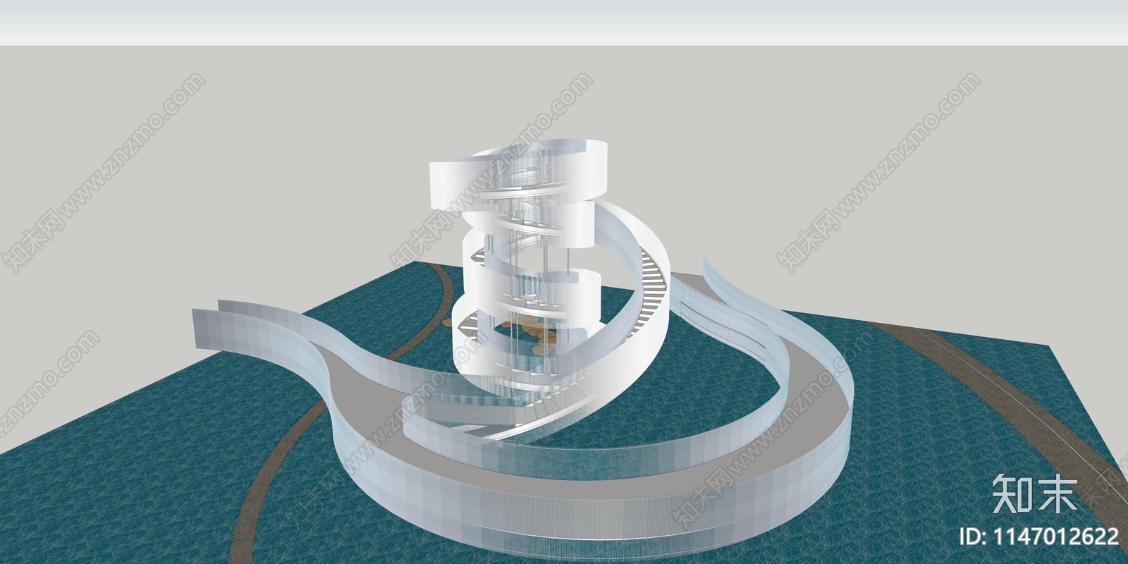 水森林螺旋塔SU模型下载【ID:1147012622】