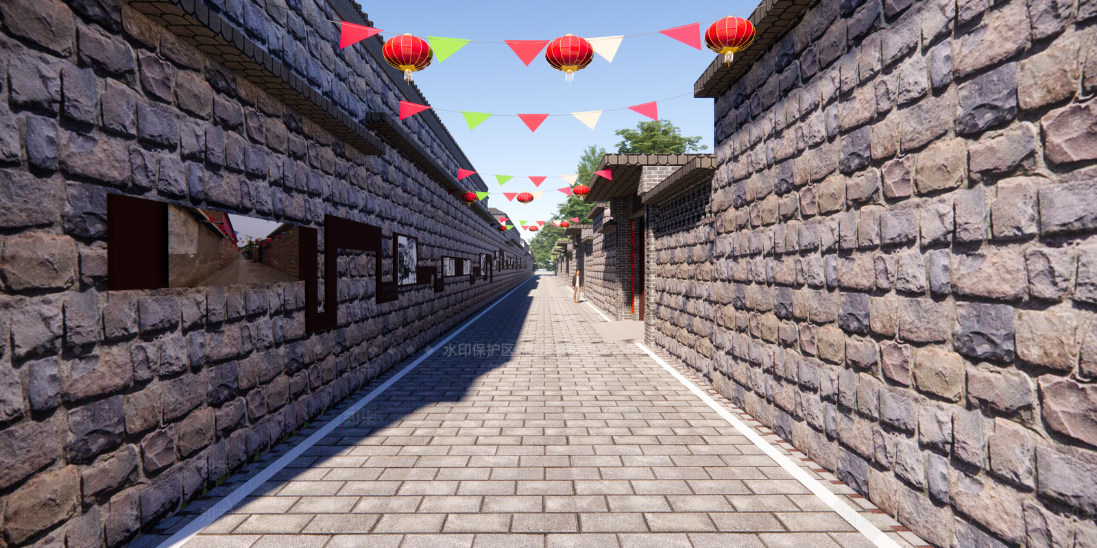 现代美丽乡村巷道SU模型下载【ID:1147016351】