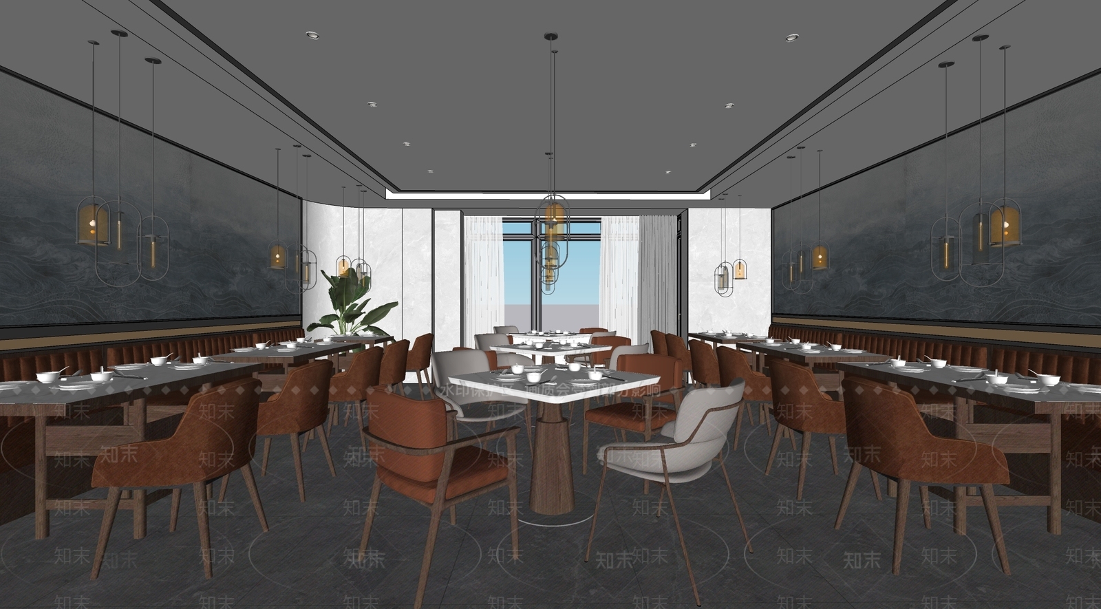 新中式自助餐厅SU模型下载【ID:1147017237】