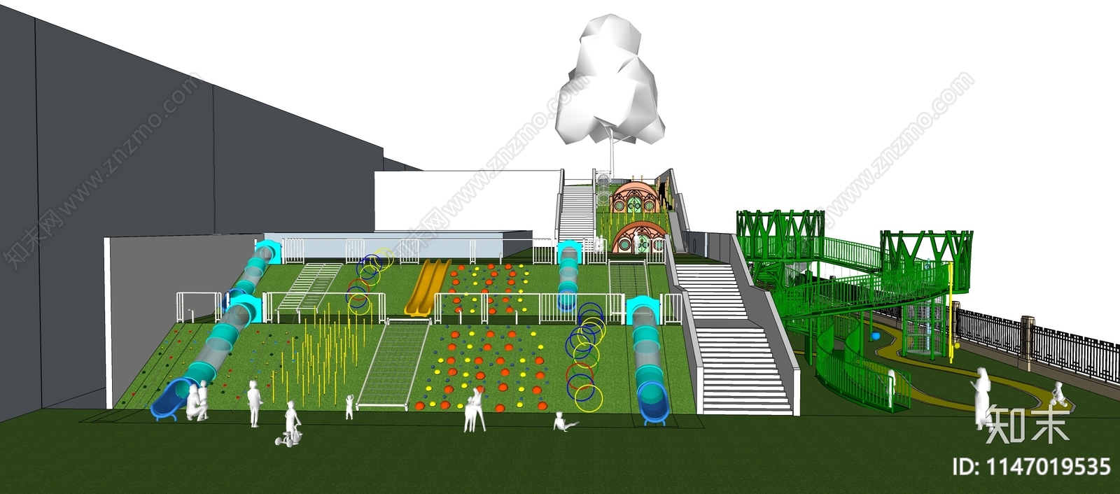 阶梯式地形儿童游乐园SU模型下载【ID:1147019535】