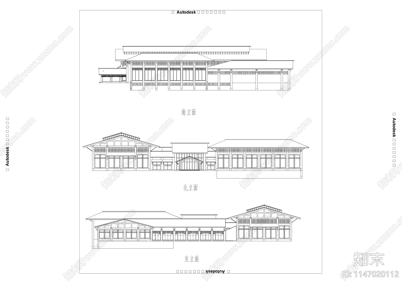 新中式民宿别墅酒店建筑cad施工图下载【ID:1147020112】