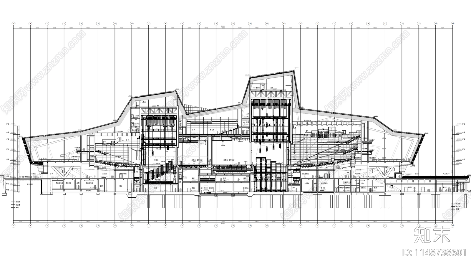现代大剧院建筑cad施工图下载【ID:1148738601】