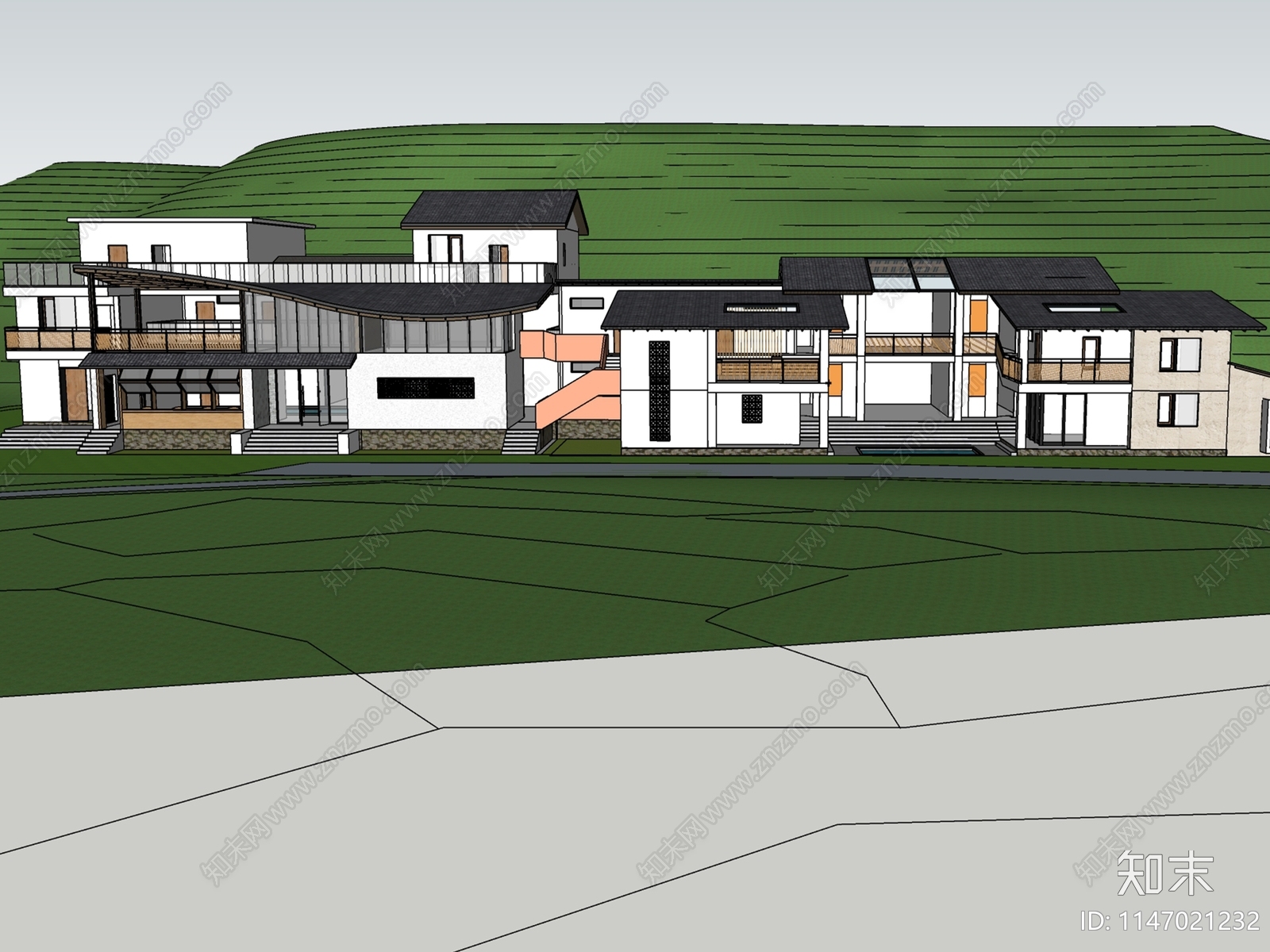 乡村民宿改造SU模型下载【ID:1147021232】