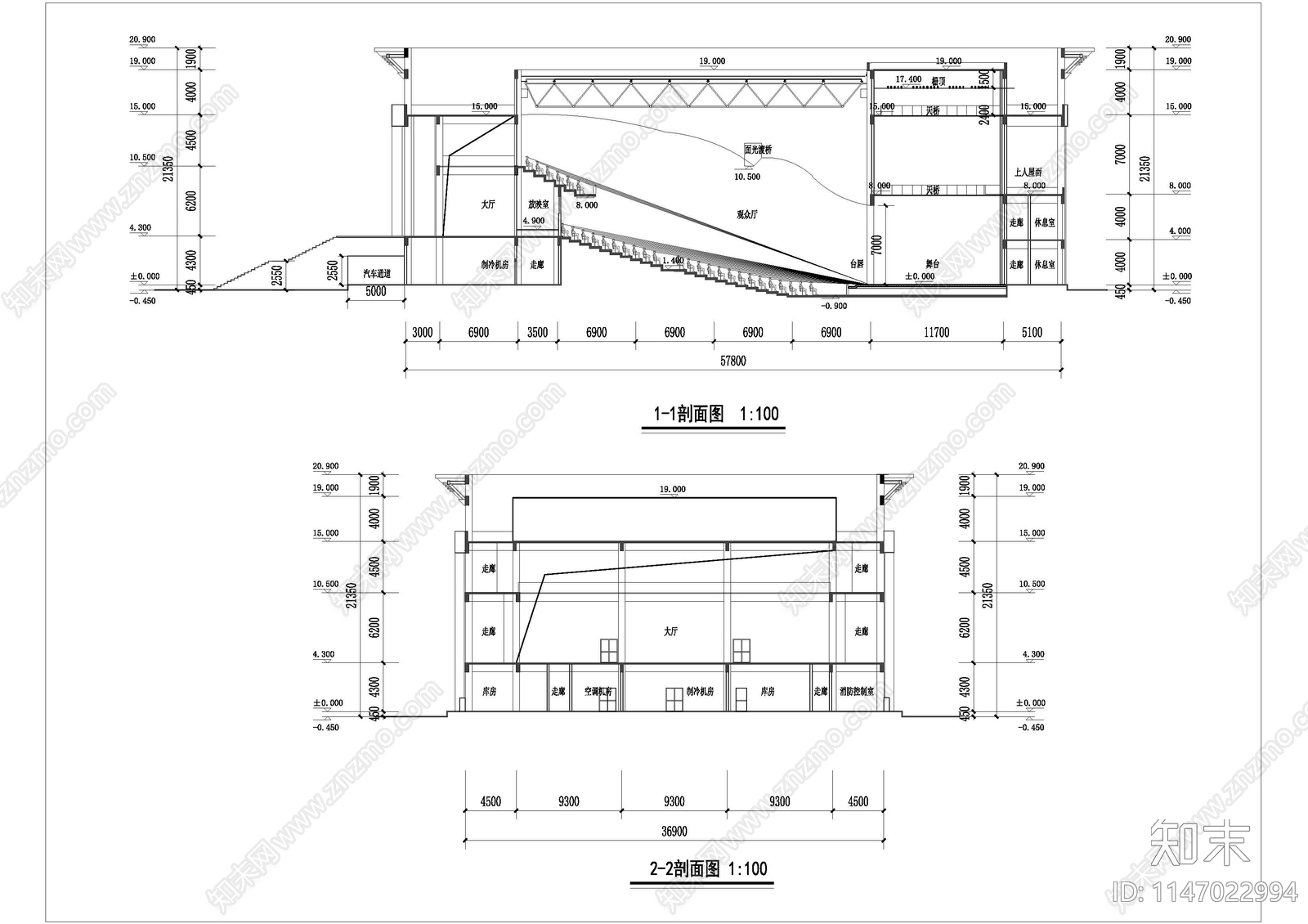 报告厅建筑cad施工图下载【ID:1147022994】