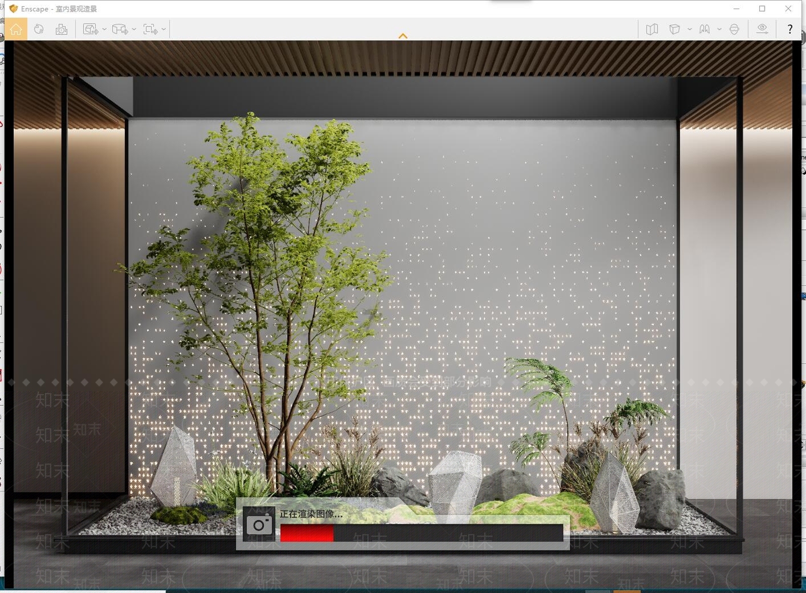 现代室内景观造景SU模型下载【ID:1147023413】_知末su模型网