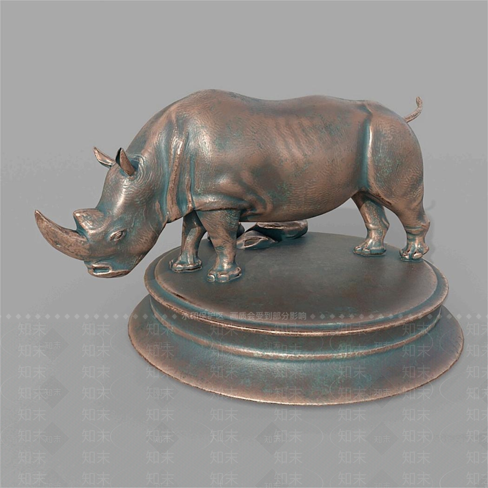 犀牛铜雕塑SU模型下载【ID:1147024567】