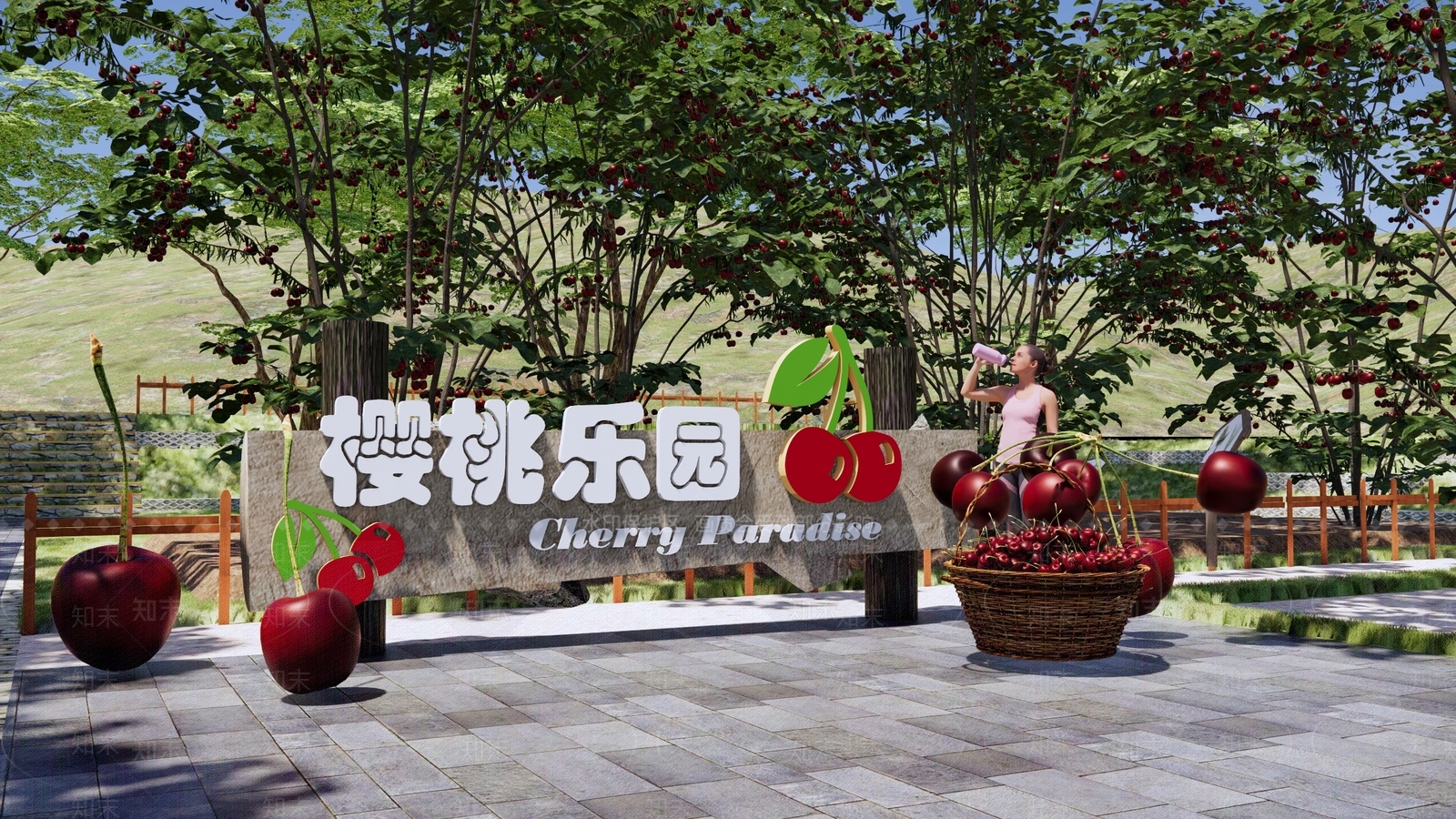 现代乡村果树公园景观SU模型下载【ID:1147025080】