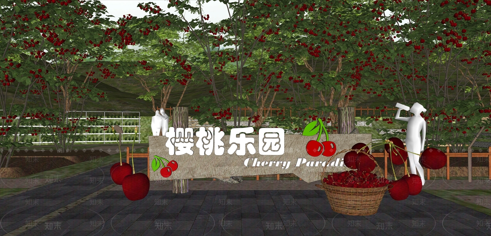 现代乡村果树公园景观SU模型下载【ID:1147025080】