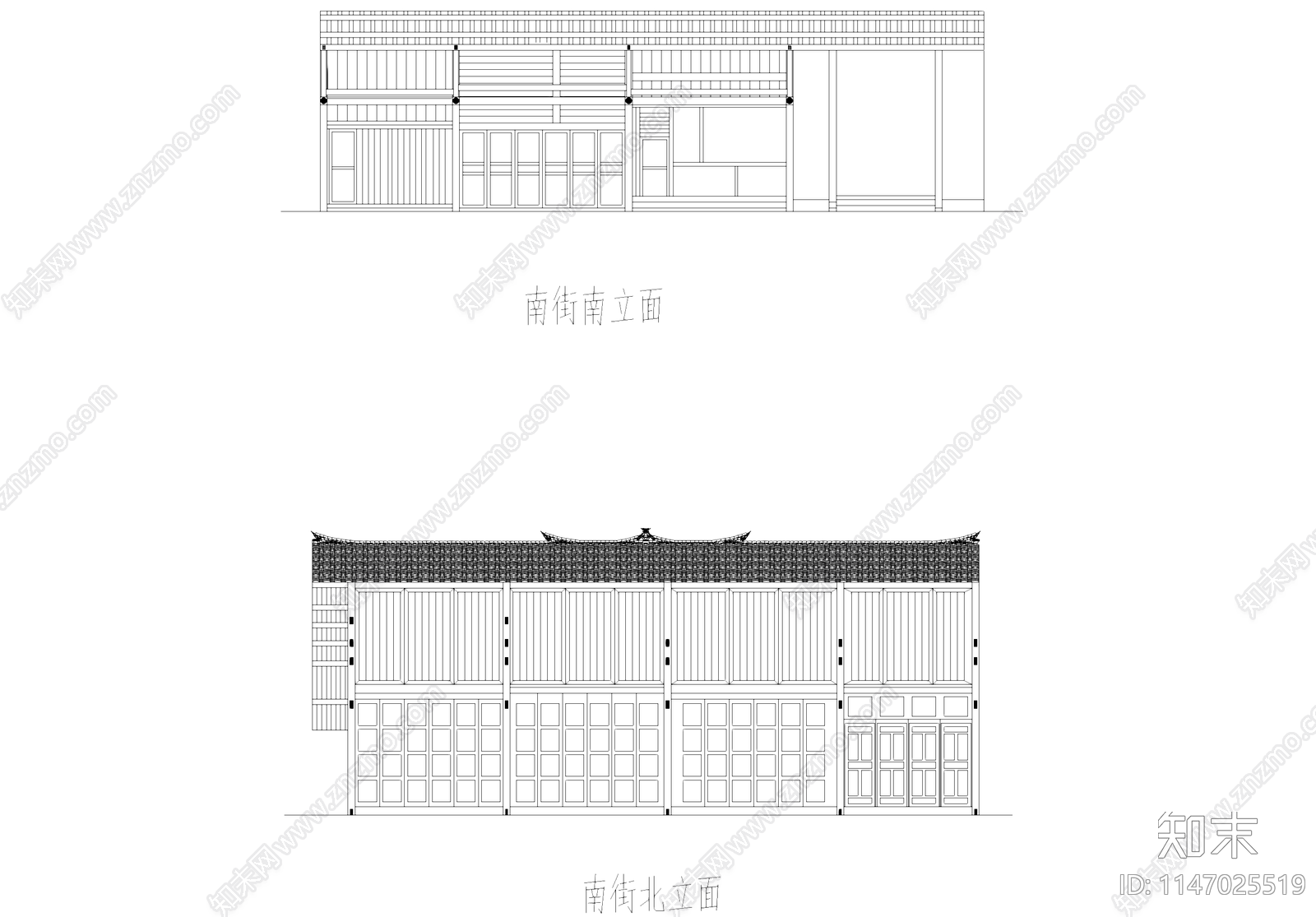 中式古建筑商铺民居建筑cad施工图下载【ID:1147025519】