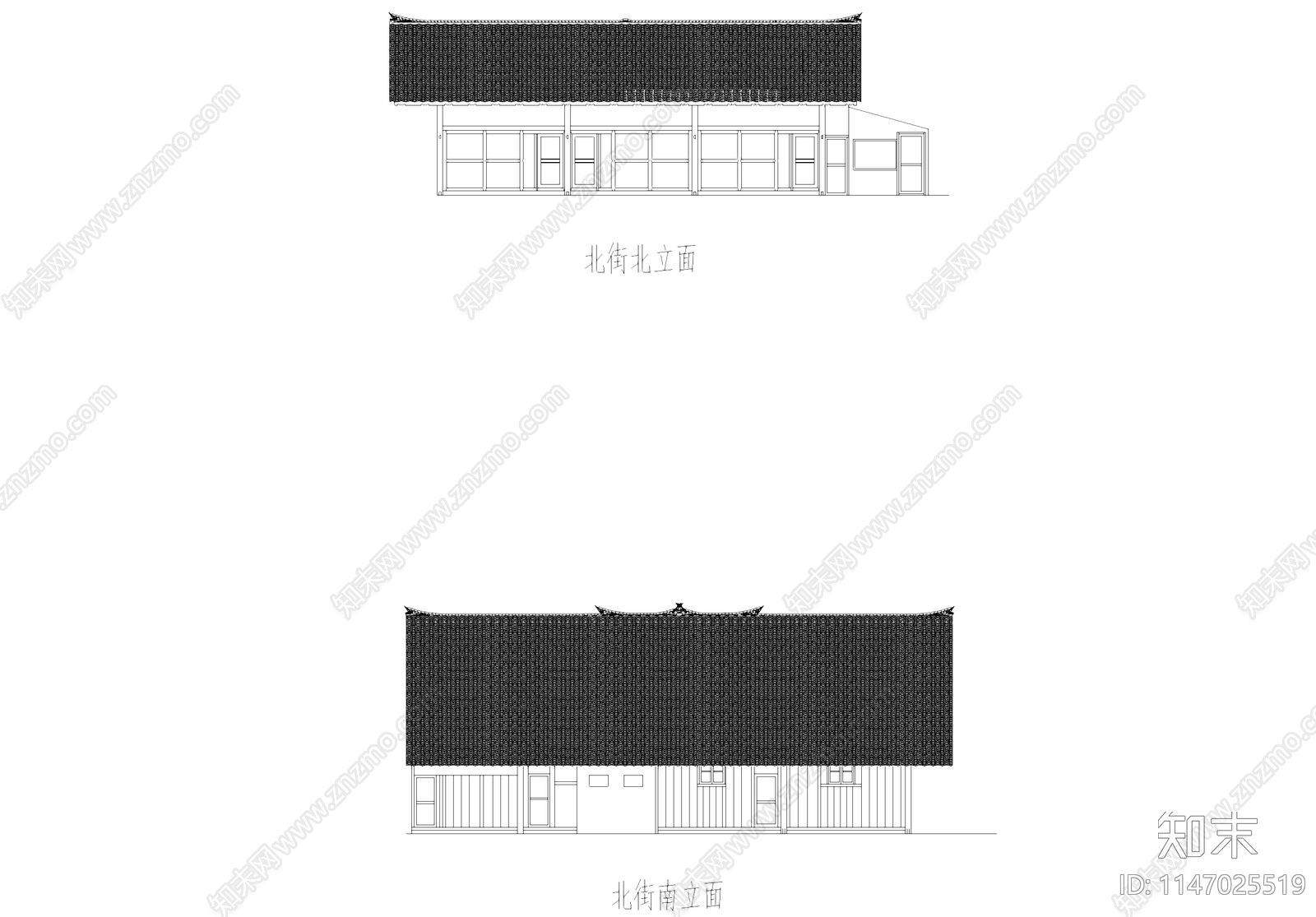 中式古建筑商铺民居建筑cad施工图下载【ID:1147025519】