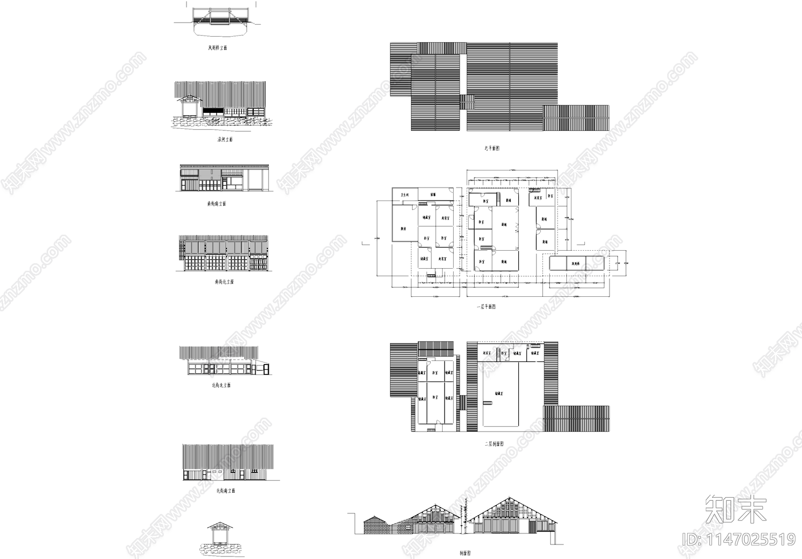 中式古建筑商铺民居建筑cad施工图下载【ID:1147025519】