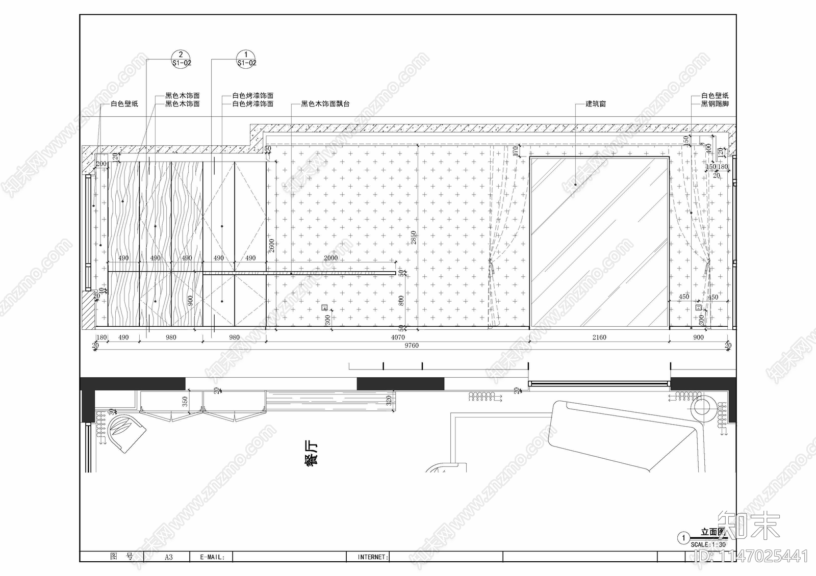 三层整套现代别墅室内cad施工图下载【ID:1147025441】