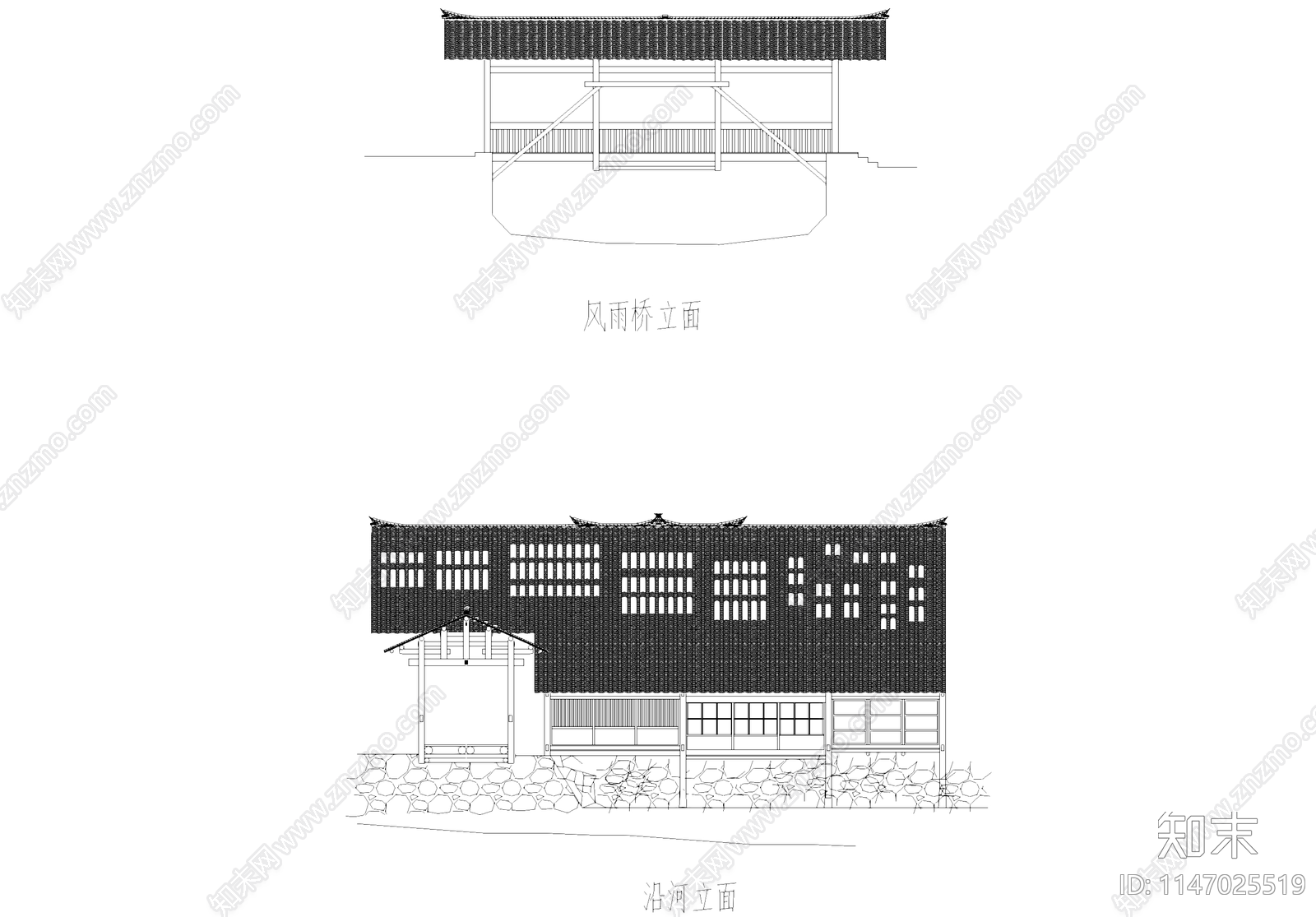 中式古建筑商铺民居建筑cad施工图下载【ID:1147025519】