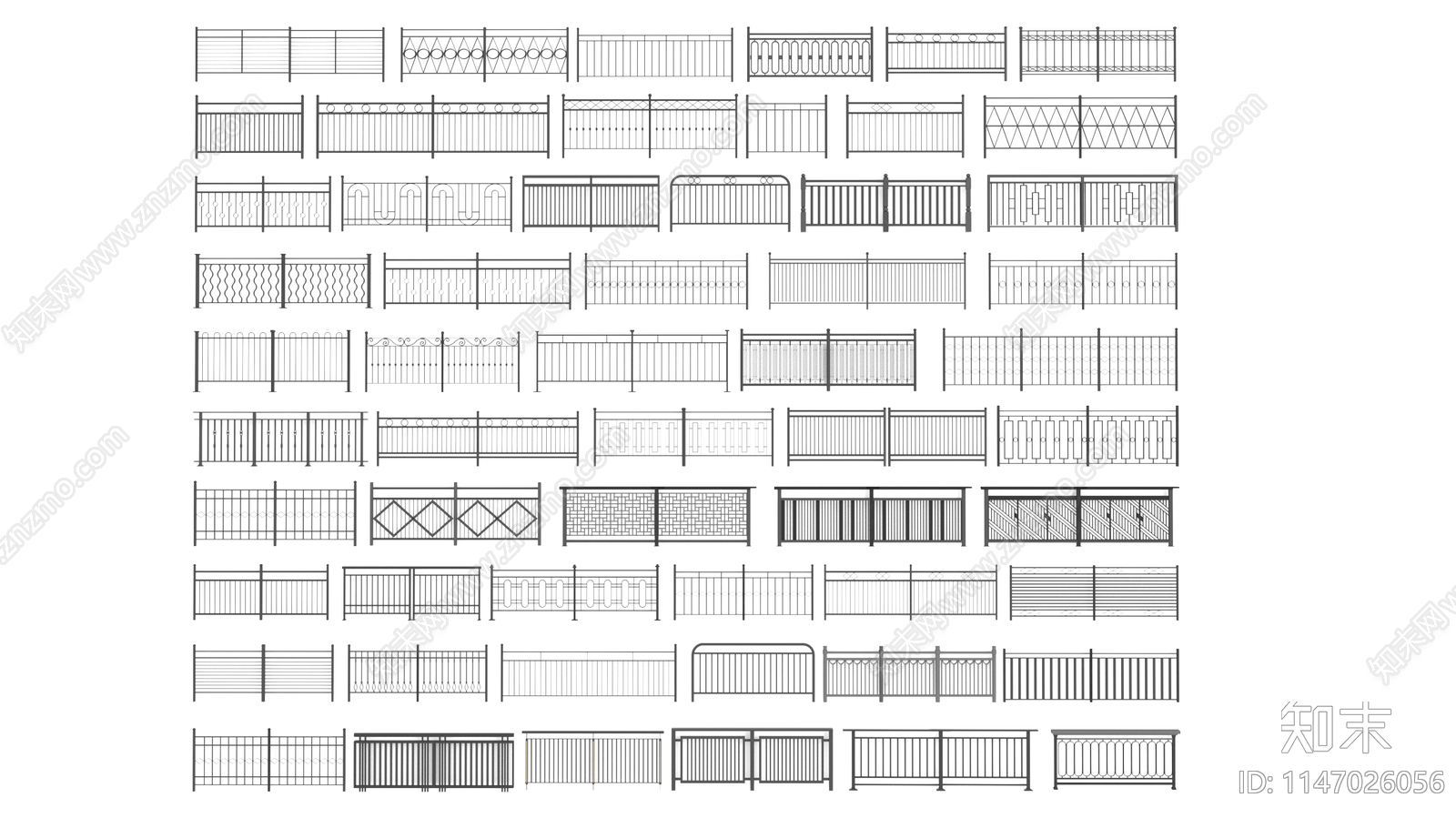 现代栏杆SU模型下载【ID:1147026056】