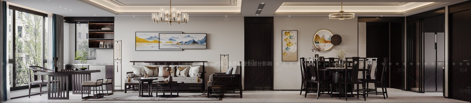 道亨效果图设计丨客餐厅效果图3D模型下载【ID:1147026059】