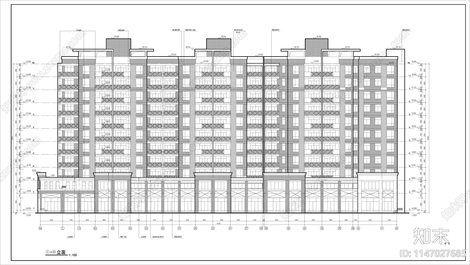 住宅建筑cad施工图下载【ID:1147027685】