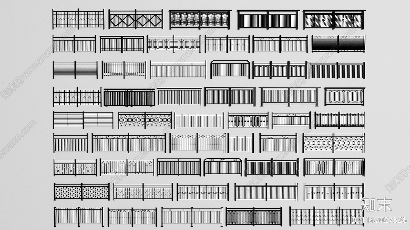 铁艺栏杆围栏3D模型下载【ID:1147027526】