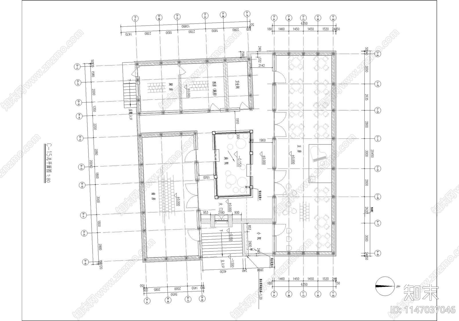 北方古城古建改造商业院落建筑cad施工图下载【ID:1147037046】