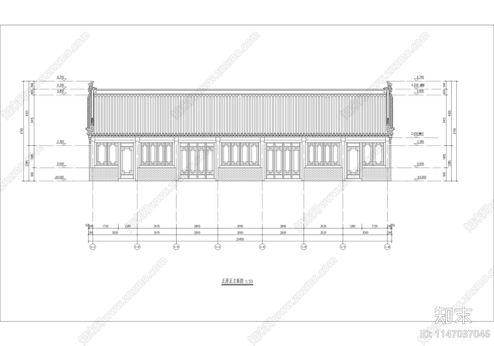 北方古城古建改造商业院落建筑cad施工图下载【ID:1147037046】