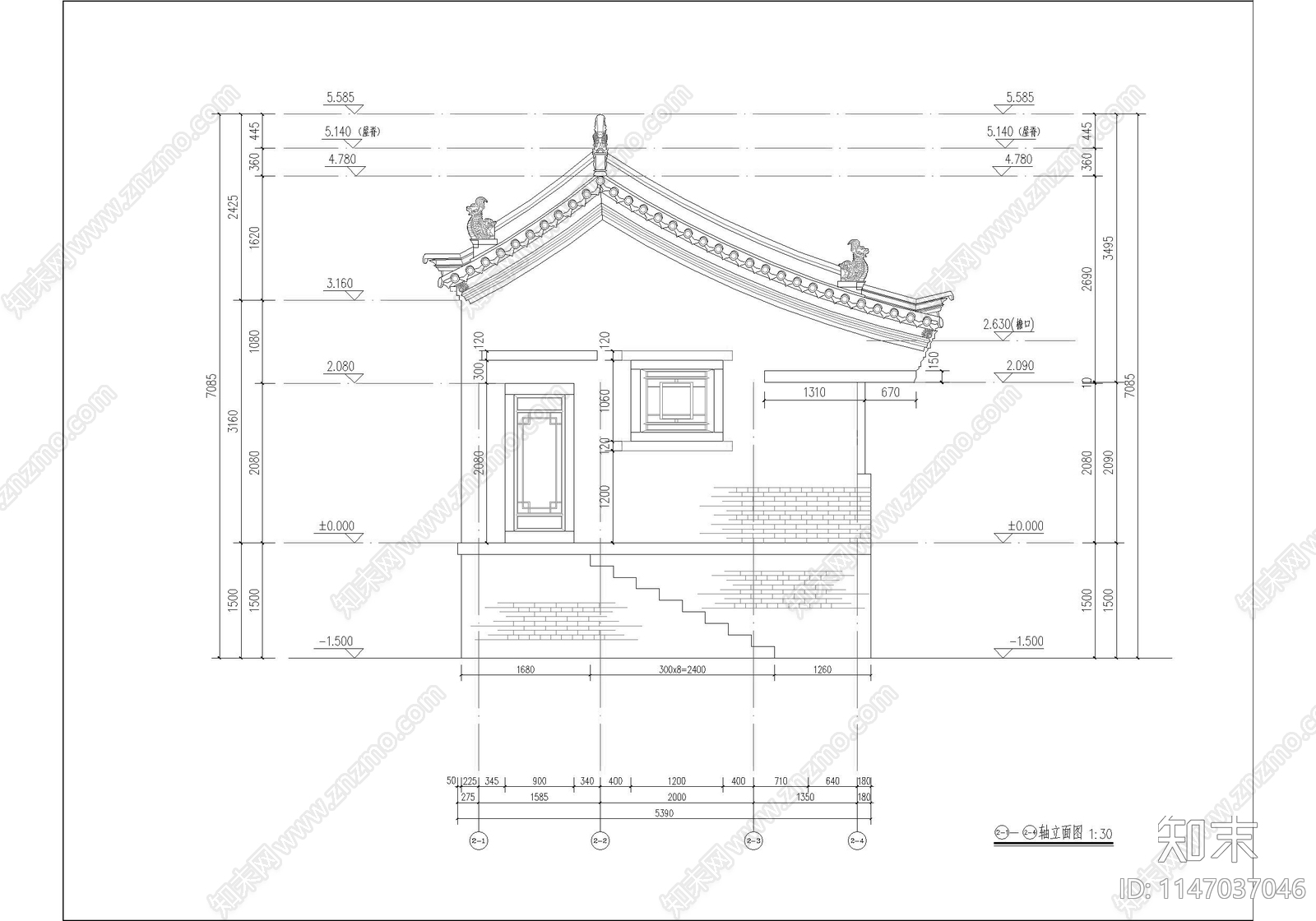 北方古城古建改造商业院落建筑cad施工图下载【ID:1147037046】