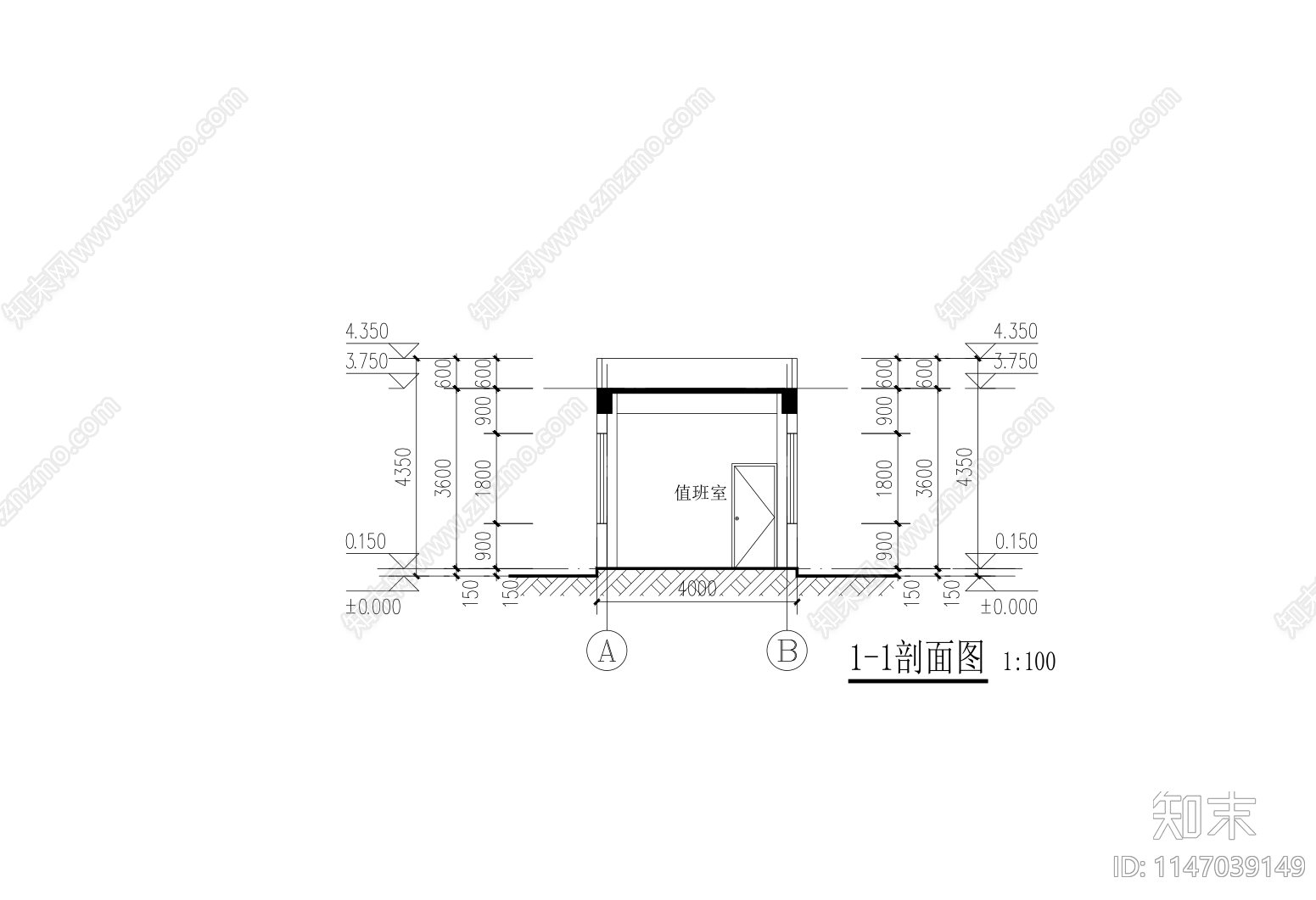 值班室天正建筑施工图下载【ID:1147039149】